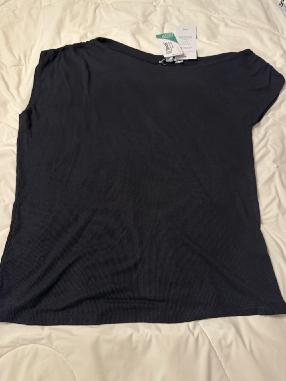 Threads 4 Thought Black Leoni Off-Shoulder Ribbed Tee - NWT - Size L - Picture 5 of 12
